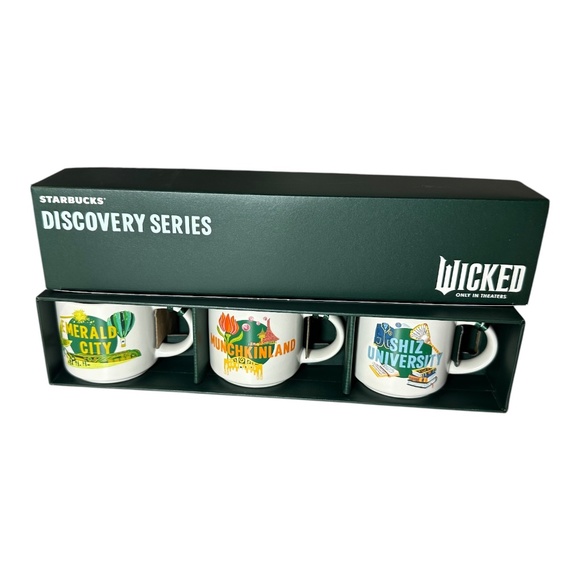 2024 Universal Studios Starbucks Discovery Series Set of 3 Wicked Ornament Mug - Picture 1 of 3